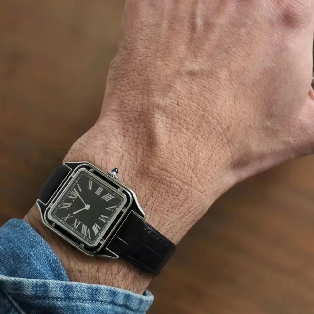 Cartier Watch Santos - 15.5mm 17.5mm 19mm Alligator Pattern Cowhide