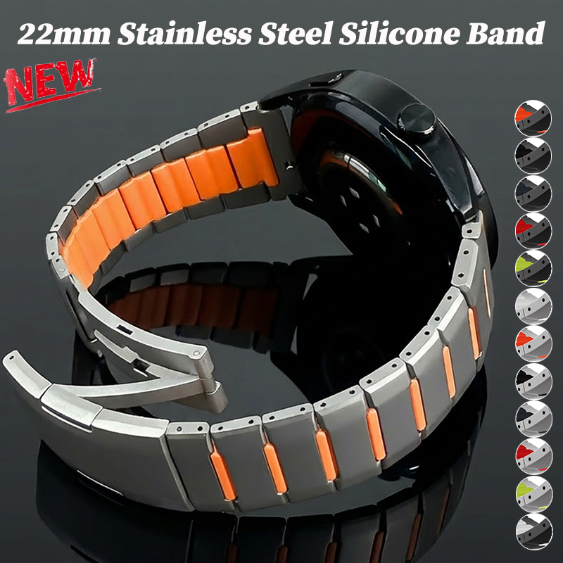 Silicone Watch Band 22Mm - 22mm Stainless Steel Silicone Band for