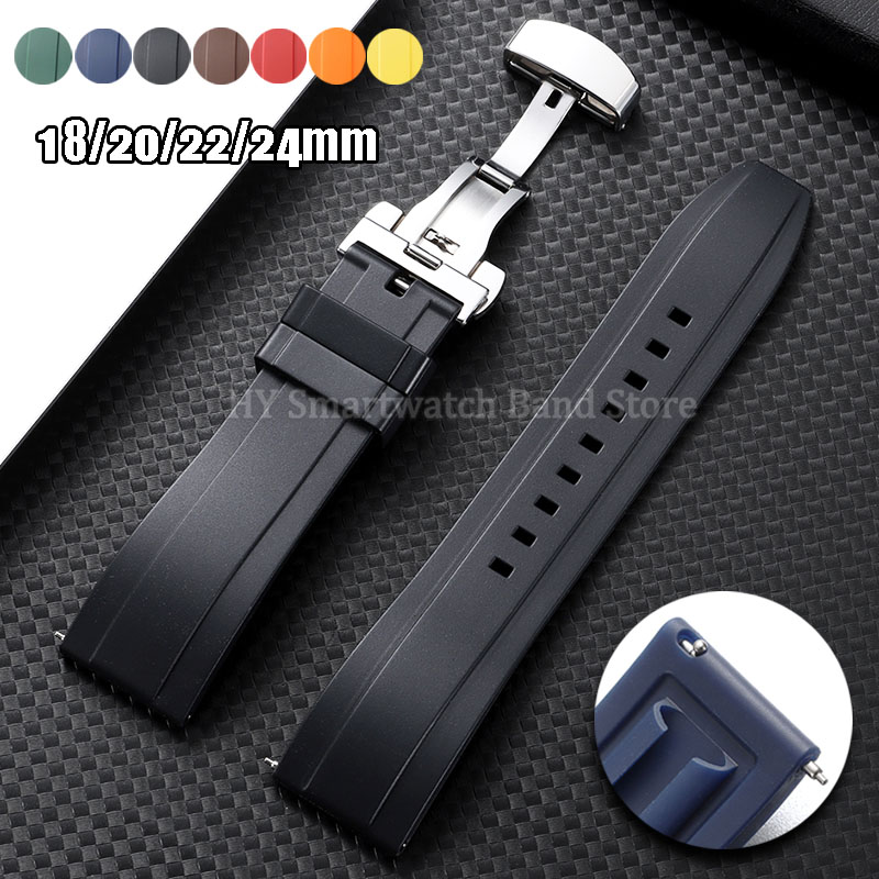 18mm 20mm 22mm 24mm Silicone W - Suede Strap Watch ulasan dan harga