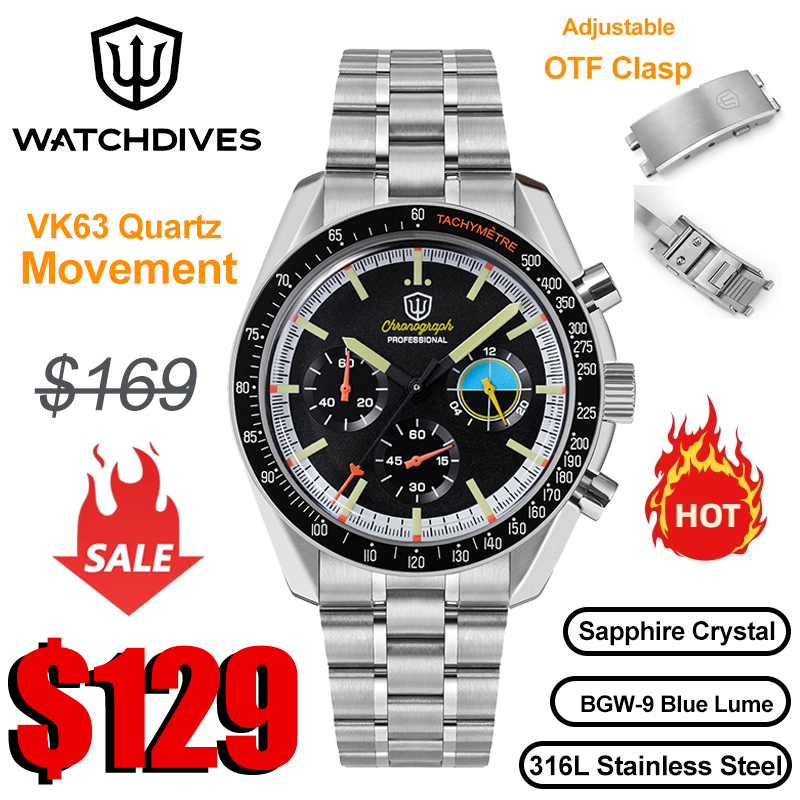 Watchdives WD1863 39mm VK63 Ch - Rolex Watch Submariner ulasan dan harga