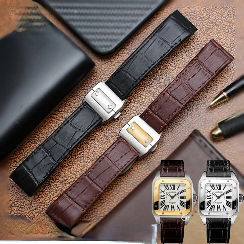 Genuine Leather Watchband for  - Cartier Watch Tank ulasan dan harga