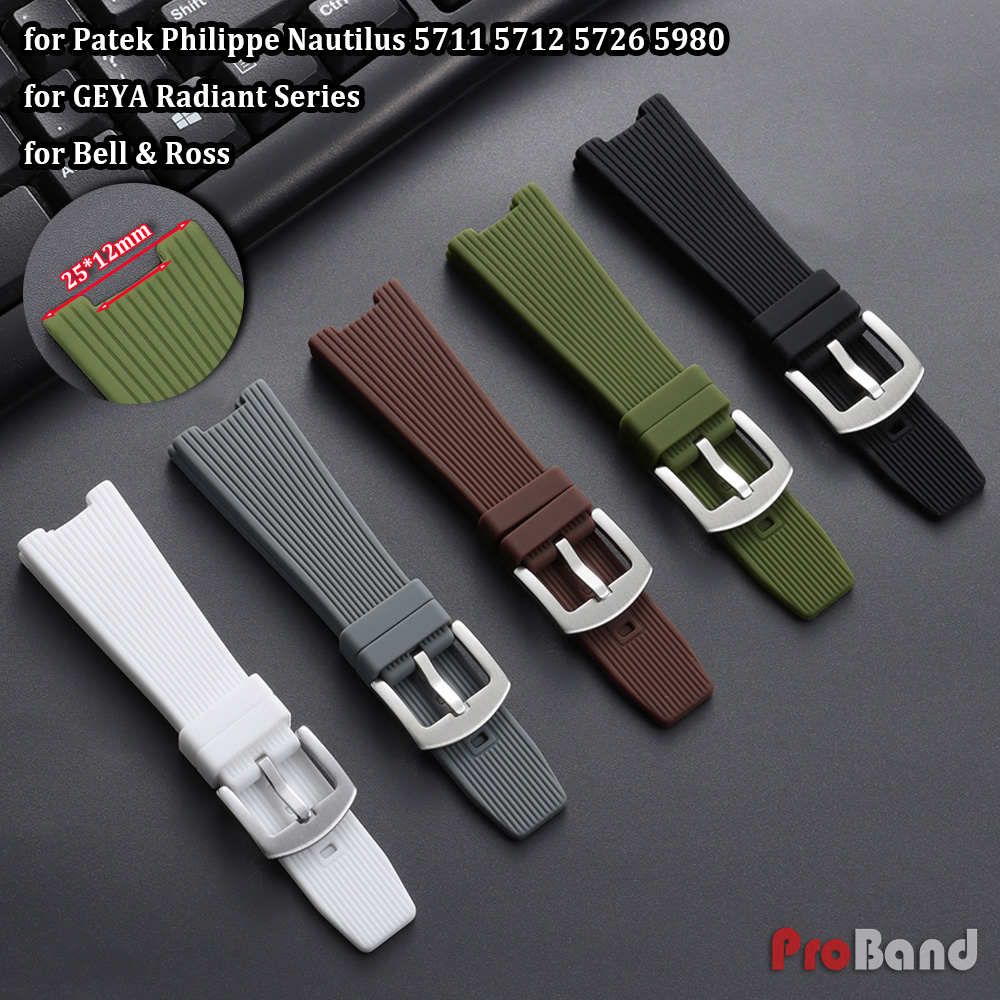 25*12mm Silicone Watch Strap f - Patek Philippe Watch Nautilus ulasan dan harga